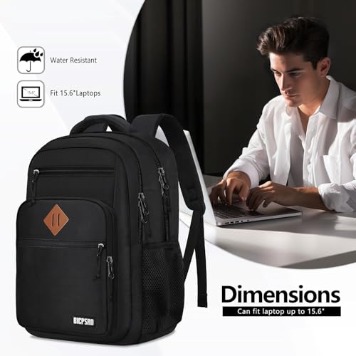 Classic Backpack for Men Women, School Backpack for Boys Girls Teens,15.6 Inch Laptop Bookbag with Reinforced Straps for College High Middle School Work Business Book Bag, boys backpack, Black by BICPSRO - Image 3