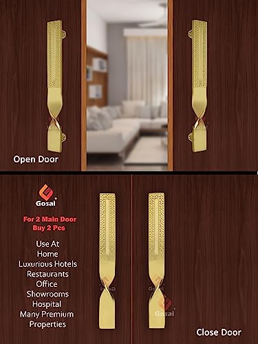 Image of GOSAI 12 Inch Twist Main Door Handle /Door Handles for Door /Glass Handle /Pull All The Doors of House|Office|Facotry|Hospital (Premium Gold Handle) Pack 1 pcs