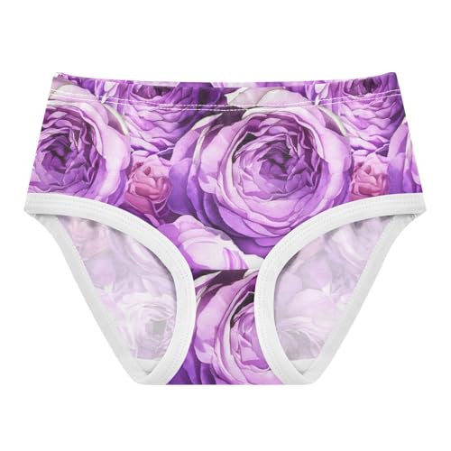 Funny Toddler Underwear Floral 2t Cotton Panties for Girl Bloom Roses Peonies Flower Purple Kids Briefs Undies