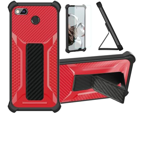 Aroepurt Hülle Für Fairphone 3 Hülle Hülle Handyhülle Schutzhülle Cover [mit gehärtetem Glas-Screen-Protector] Hybrid [Folding Support Magnetic] [Frosted Anti-Fingerprint] Rot