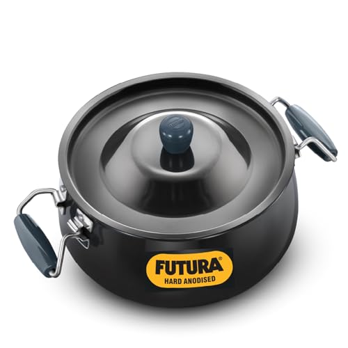 Hawkins Aluminium Futura 8 Litre Bigboy Polished Biryani Handi, Hard Anodised Pot with Hard Anodised Lid, Sauce Pan for Cooking and Serving Biriyani, 