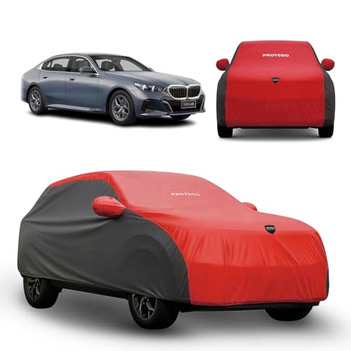 Image of PROTEGO Prime Series India's 1st Anti-Tear Car Cover for BMW 5 Series | Heavy-Duty, Custom Fit, All Weather Protection | 100% Waterproof, Windproof & Hail Resistant | 2-Year Warranty | Red + Black