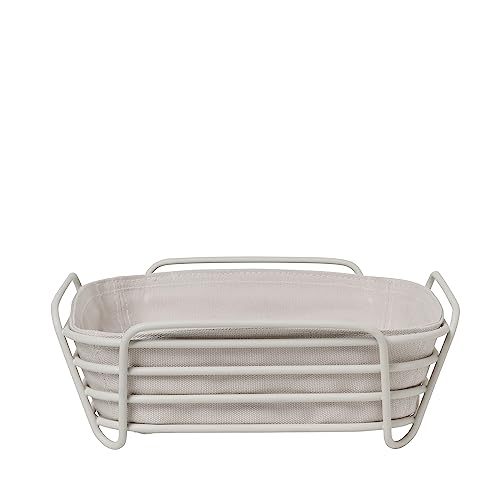 Blomus -DELARA- Brotkorb Size L, quadratisch, herausnehmbare Stofftasche, stilvolles Design, 26 x 26 cm, Farbe Moonbeam (64075)