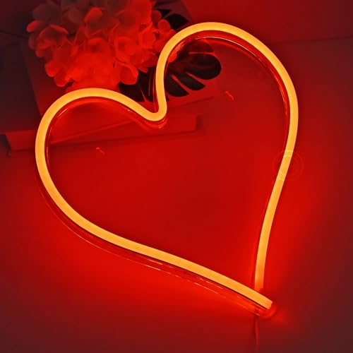 Image of Britrio LED Neon Light Sign, 13.4 inchx12.6 inch Heart Shape Neon Sign Wall Hanging Sign Wall Art for Bar Bedroom Living Room Kid's Room Party,Home Decor Neon Night Light USB Powered(Red Heart)