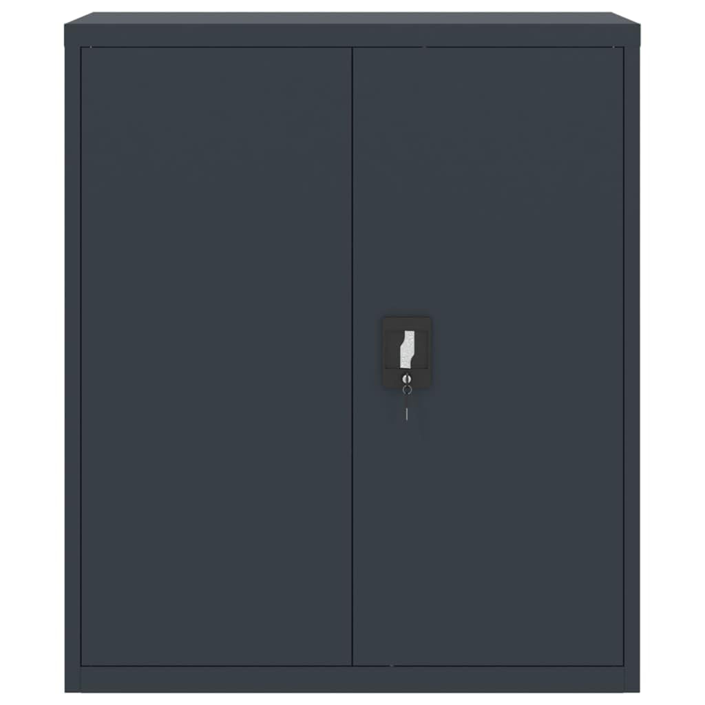 Stabiler Aktenschrank aus Stahl in Anthrazit 90x40x105 cm, Einfach zu montierender Büroschrank mit 2 verstellbaren Einlegeböden, Aktenschrank mit Zwei Türen für Büro zur