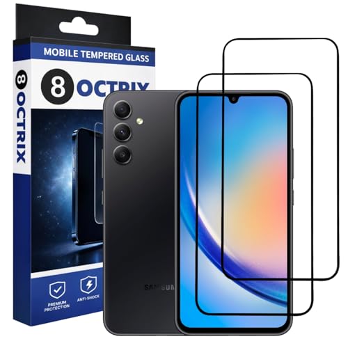 Image of Military-Grade Tempered Glass Screen Protector Compatible for Samsung Galaxy A34 / M34 with Edge to Edge Coverage - Case Friendly, Anti-Scratch & Bubble-Free Installation Kit (Pack Of 2)