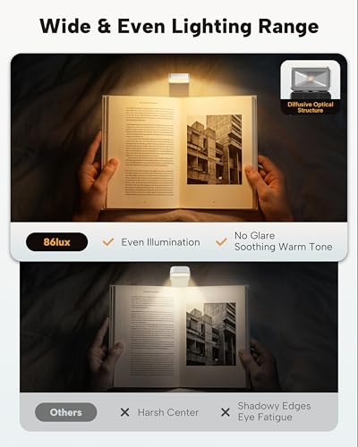 Luz de libro recargable con atenuación continua y clip para cama 2