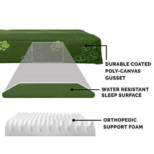 Image of Furhaven Water-Resistant Orthopedic Dog Bed for Small Dogs w / Removable Washable Cover, For Dogs Up to 20 lbs - Indoor /Outdoor Garden Print Mattress - Jungle Green, Small