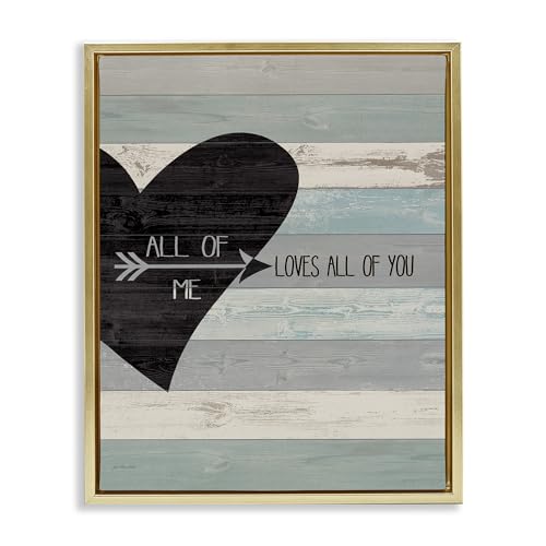 Distressed Heart Love Phrase, 17 x 21 Inch Canvas in Floater Frame