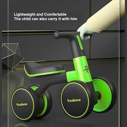Image of Baby Balance Ride-On Bike ? Toddler Push Walker with Music, LED Lights, Non-Pedal 4-Wheel Baby Bike for 1-5 Year Old Boys & Girls ? Safe Sturdy Design, Indoor & Outdoor Use (KB-167 : Green)
