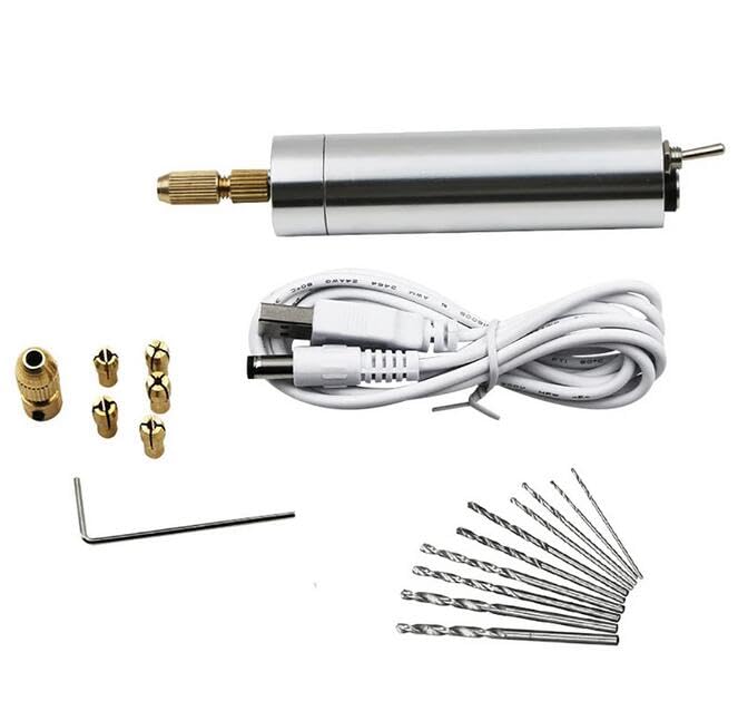 Multi-Function Mini Electric Drill Set Portable Handheld Rotary Tool Chuck 1.0-3.0MM Home Power Tools 14000RPM USB Cable