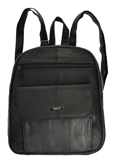 Sac à dos en cuir souple noir pour femme en taille M Hol0591