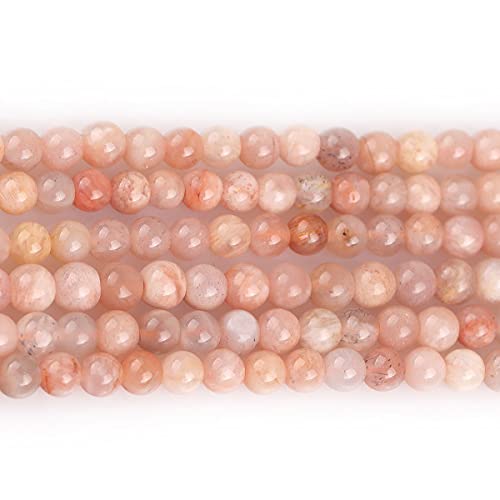 GEM-Inside Natural 4mm Sun Stone Round Gemstone Semi Precious Loose Beads for Jewellery Making 15'' - Image 2