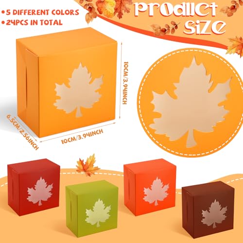 Dispowreath-24-Pcs-Thanksgiving-Treat-Boxes-Fall-Cardboard-Box-with-Maple-Leaf-Shape-Window-Autumn-Bakery-Box-Thanksgiving-Paper-Gift-Container-for-Cookie-Goodie-Candy-Party-Favors Dispowreath 24 Pcs Thanksgiving Treat Boxes Fall Cardboard Box with Maple Leaf Shape Window Autumn Bakery Box Thanksgiving Paper Gift Container for Cookie Goodie Candy Party Favors
