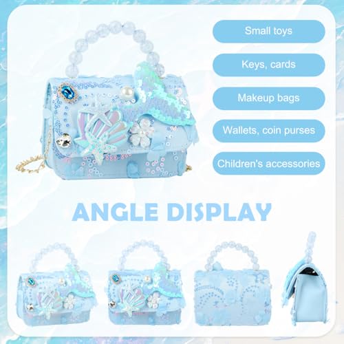 Image of PATPAT Mermaid Sling Bag for Girls,Fashion Cute Hand Bag for Girls Shoulder Stylish Gifts Kids Age 3-8 Purse Cross Body Woman,14x5x11cm