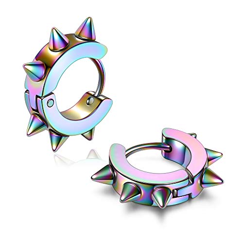 JOVIVI Men Women Jewelry Stainless Steel Hoop Spike Punk Earring,3 Pairs4