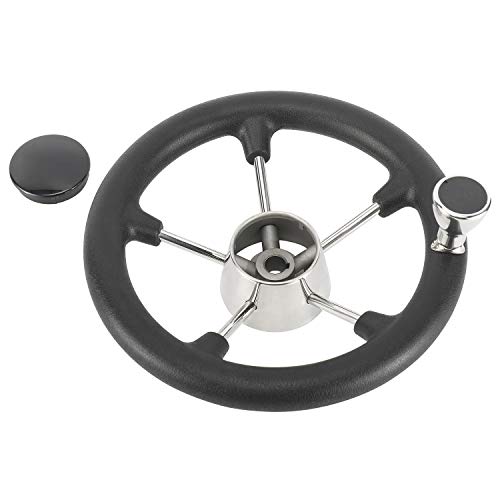 Image of NovelBee 11-1 /2 Inch Stainless Boat Steering Wheel with Knob,Black PU Foam