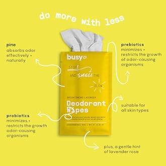 Glow Line Deodorant Wipes - 15ct Lavender Rose Deodorant for Women w/Zinc, Probiotics & Prebiotics - Individually Wrapped - Sweat Wipes for Hydrating, Odor Control & Cleansing