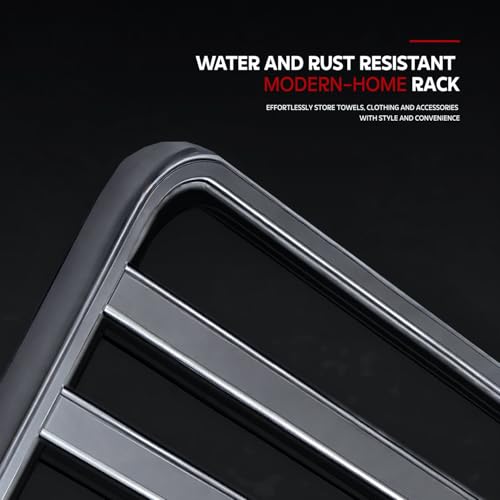Image of Amazon Basics Suction Towel Rack for Bathroom | Rustproof Wall - Mounted Towel Holder with Hooks | Strong Vacuum Grip, No Drilling Required Grey