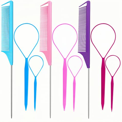 9pcs Topsy Hair Tail Tool & rat tail comb set for Woman Girl Hair...