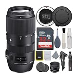 Sigma 100-400mm f/5-6.3 DG OS HSM Contemporary Lens for Canon EF Bundle with USB Dock, 32GB SD Card, and Photography Cleaning Kit (4 Items)