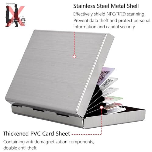 Credit card bank card business card holder Used for storing bank cards to prevent card information from being stolen (silvery)4