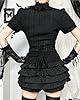 DINGJIUYAN Gothic Y2k Tops for Women - Black Victorian Blouse Short-Sleeved Top Lace Stand Collar Ruffled Shirts #1