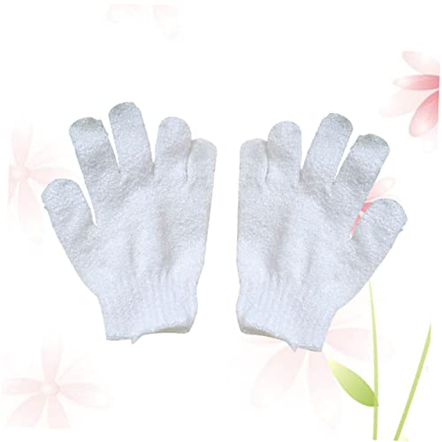 Mikikit Guanti da Bagno Esfolianti Five Fingers, Taglia Unica Elastici, Doppio Lato, per Uomo, Donna e Ragazzo Ragazza, Scrub Corpo per Doccia, Sauna e Bagno Quotidiano (bianco