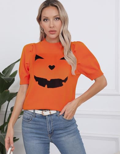 Women's Puff Sleeve Knit Top with Heart - Casual Spring & Summer Lightweight Sweater for Women2