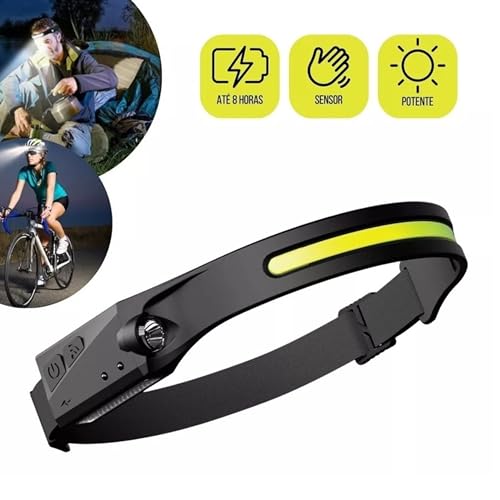 Lanterna De Cabeça Led Recarregável USB Fita Ajustável