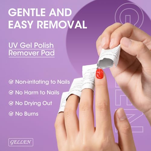 Image of GELLEN Acetone Gel Polish Remover Pads, 200 Pack Individually Wrapped | Travel Bulk Set with Tools, Quick & Effective Removes Gel & Regular Nail Polish, Professional Soak-Off Remover for Salon Home