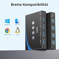 USB 3.0 Switch - 4 Computers Sharing Ports With Keyboard, Mouse, Scanner and Printer Support - 3.5mm Headset Audio Out - Includes Desktop Controller and Cables – Ansicht 7