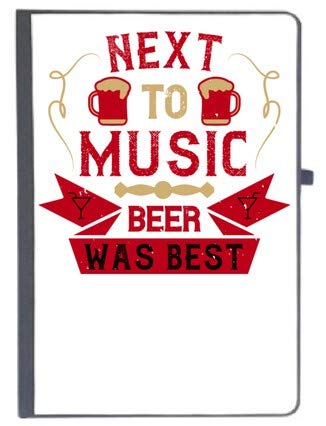 UDNAG Ruled Notebook Diary ‘Beer, Music | Next to Music, Beer was Best’, [A5 80Pages 80GSM]