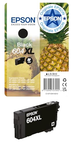 Epson 604XL Serie Ananas Cartucce per Stampante Getto d'Inchiostro, Formato XL, Stampe Affidabili Casa e Ufficio, Confezione Retail, Confezione Singola 1 Colore, Nero 8.9 ml
