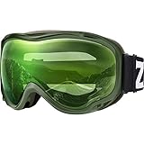 ZIONOR Skibrille für Herren Damen Jugend, Lagopus Snowboard Brille Verspiegelt OTG UV-Schutz Anti-Nebel Schneebrille für Snowboarden Skifahren Skaten