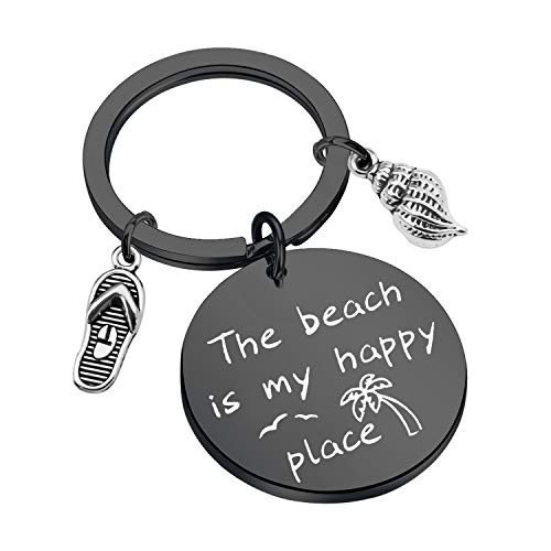 MYSOMY - Llavero con texto en inglés "The Beach is My Happy Place", regalo para amantes de la playa Cover