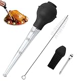 MUNSKT Lot de 4 poires à dinde en silicone de qualité commerciale FDA avec aiguille d'injecteur de viande et brosse à badigeonner pour barbecue et brosse de nettoyage pour un nettoyage facile, une