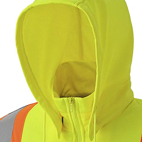 Pioneer High Visibility, Ultra Reflective, Zip-Style Micro Fleece Hoodie With 2 Front Slash Pockets And Detachable Drawstring Hood, Reflective Tape, Yellow/Green, 2Xl, V1060560U-2Xl #TOP3