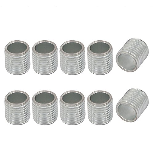 Image of uxcell Lamp Pipe Nipple, M10 Thread 10mm Length Hollow Lamps Repair Part Hardware for Lamp Lights, Zinc Plated Silver Tone, Pack of 10