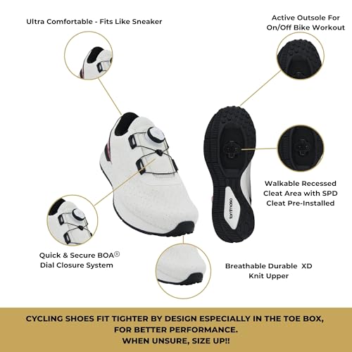 Tommaso Women's Cycling Shoes with Pre-Installed SPD Cleats — Easy to Walk-in Ventilated SPD Cycling Shoes for Women's Spin Classes and Indoor Bikes — Comfortable on Foot and Toebox.4