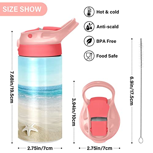Goodold Tropical Beach Kids Water Bottle, Insulated Stainless Steel Water Bottles With Straw Lid, 12 Oz Bpa-Free Leakproof Duck Mouth Thermos For Boys Girls #TOP2
