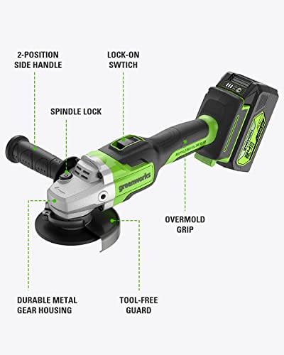 Greenworks 24V Brushless Angle Grinder With 4Ah Usb (Power Bank) Battery And Charger #TOP5