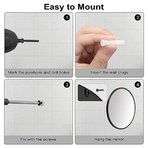 WOLTU Round Wall Mirror, 50cm, Modern Decorative Bathroom Mirror, with Matte Black Metal Frame, Vanity Mirror,HD Glass, for Bedroom, Living Room, Entryway, Minimalist Home Décor