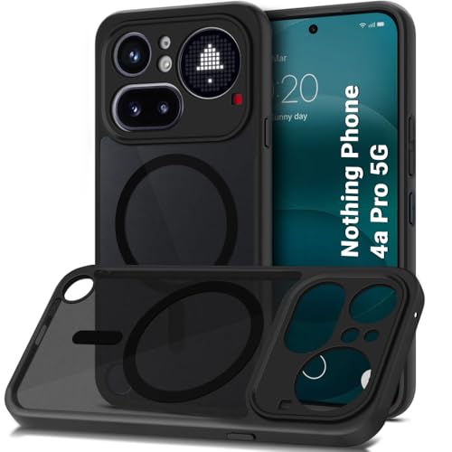 Image of TheGiftKart Hybrid Shockproof Back Cover Case for Nothing Phone 4a Pro 5G Compatible with MagSafe | Hard Back Cover Case for Nothing Phone 4a Pro (PC & TPU, Translucent Smoke Matte Back, Black Sides)