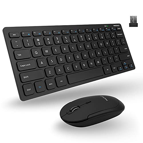 Macally Wireless Mini Keyboard & Mouse Combo and a Vertical Laptop Stand, Organize You Desk, Keep Your Laptop Safe