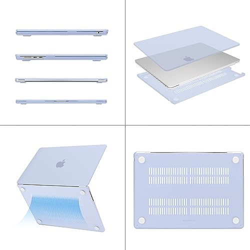 Image of MOSISO Compatible with MacBook Air 15 inch Case M4 M3 M2 2025 2024 2023 Release A3241 A3114 A2941 with Touch ID, Plastic Hard Shell Case&Keyboard Cover&Screen Protector&Storage Bag, Pastel Blue