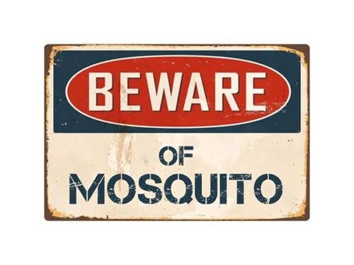 Beware Of Mosquito Metal Tin Sign Warning Sign Safety Signs Aluminum Sign For Alt Room Decor, Indoor & Outdoor Signs For Home, Office, Work 20x30cm