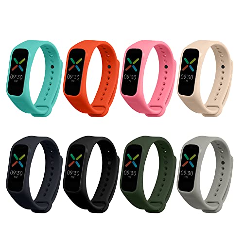 kwmobile Bracelet Compatible avec Oppo Band Sport - Set de 8 Bracelets de Rechange en Silicone Multicolore pour Fitness Tracker - Design Sportif et Ajustable