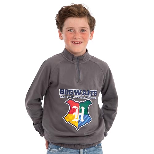 Harry Potter Sweater With Zip, Hogwarts Kids Jumper, Boys Sweater With Quarter Zip, Cotton Boys Clothes2