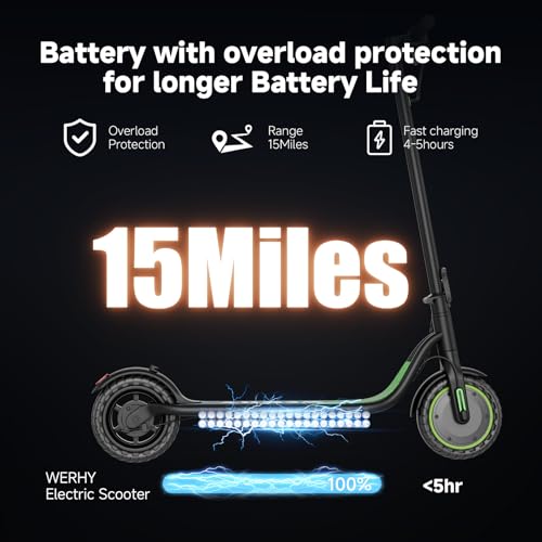 Image of WERHY Electric Scooter, 500 /350W Powerful Motor, 22 /19 MPH Max Speed, 28-15 Miles Range, Lightweight Foldable Kick Scooter with Dual Braking Systems, Smart APP